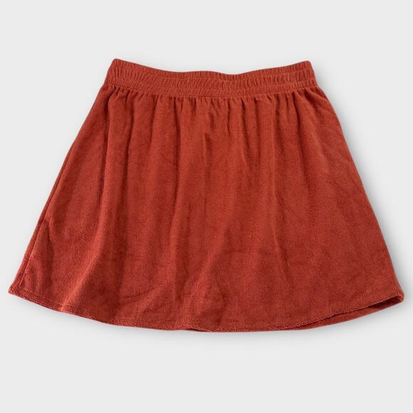 Charlie Holiday Textured Mini Skirt Women's 6 Orange Rust Elastic Waist NWT - Picture 2 of 7